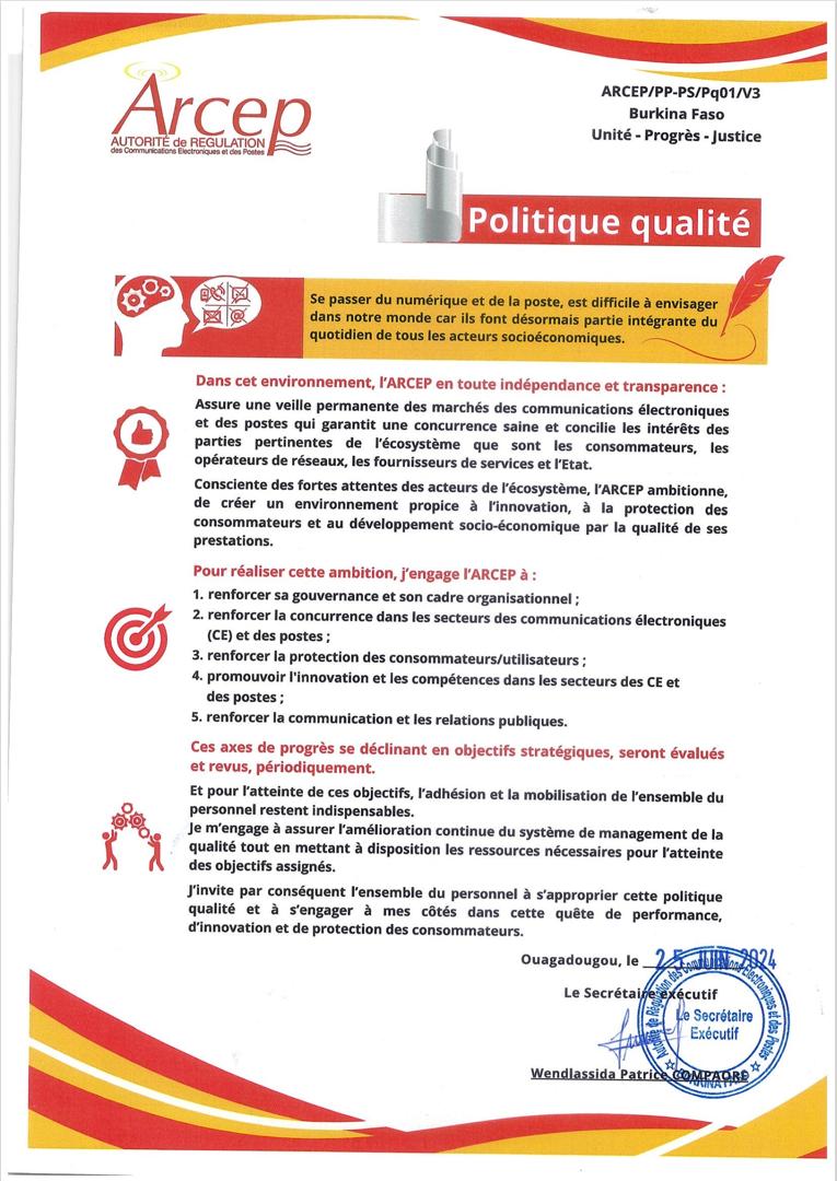 Politique qualité de l'ARCEP